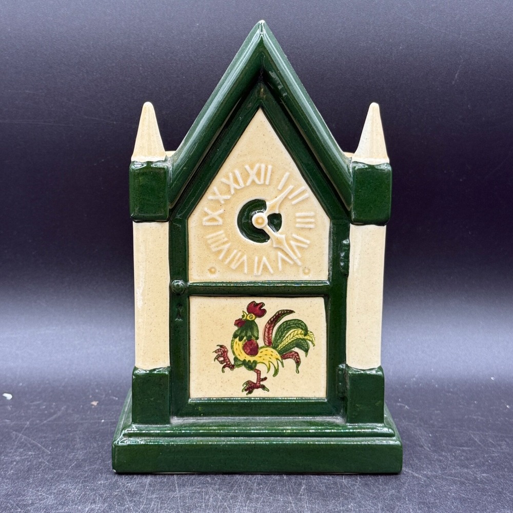 Metlox CA  PROVINCIAL Rooster Steeple Wall Clock Planter  7 3/4" Poppytrail EUC